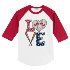 Boston Red Sox Tiny Turnip Youth Baseball Love 3/4-Sleeve Raglan T-Shirt - White/Red - MLB Online
