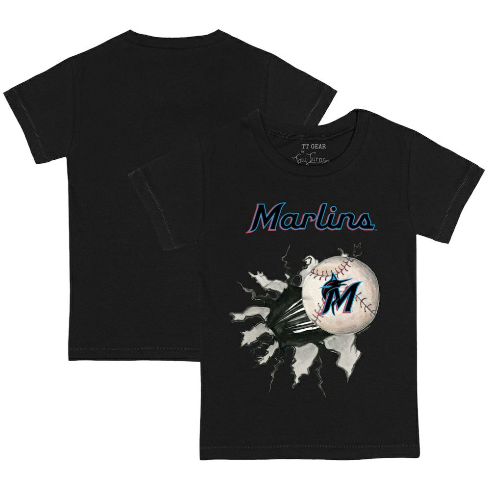 Miami Marlins Tiny Turnip Youth Baseball Tear T-Shirt - Black - MLB on Sale