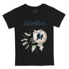 Miami Marlins Tiny Turnip Youth Baseball Tear T-Shirt - Black - MLB on Sale
