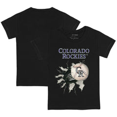 Colorado Rockies Tiny Turnip Youth Baseball Tear T-Shirt - Black - MLB on Sale
