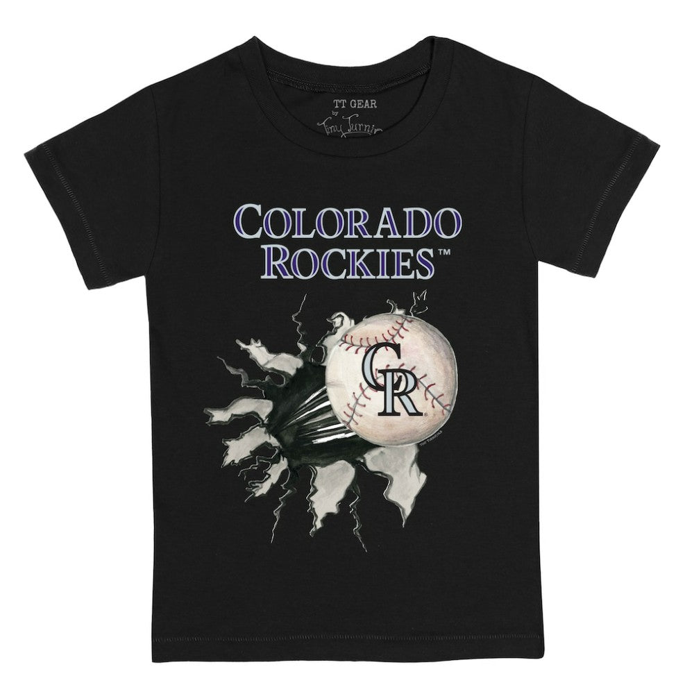 Colorado Rockies Tiny Turnip Youth Baseball Tear T-Shirt - Black - MLB on Sale