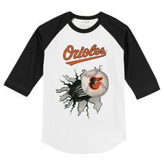 Baltimore Orioles Tiny Turnip Youth Baseball Tear 3/4-Sleeve Raglan T-Shirt - White/Black - MLB Sale