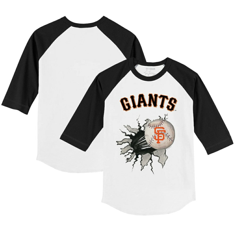 San Francisco Giants Tiny Turnip Youth Baseball Tear 3/4-Sleeve Raglan T-Shirt - White/Black - MLB on Sale