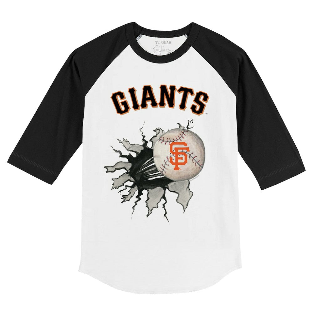 San Francisco Giants Tiny Turnip Youth Baseball Tear 3/4-Sleeve Raglan T-Shirt - White/Black - MLB on Sale