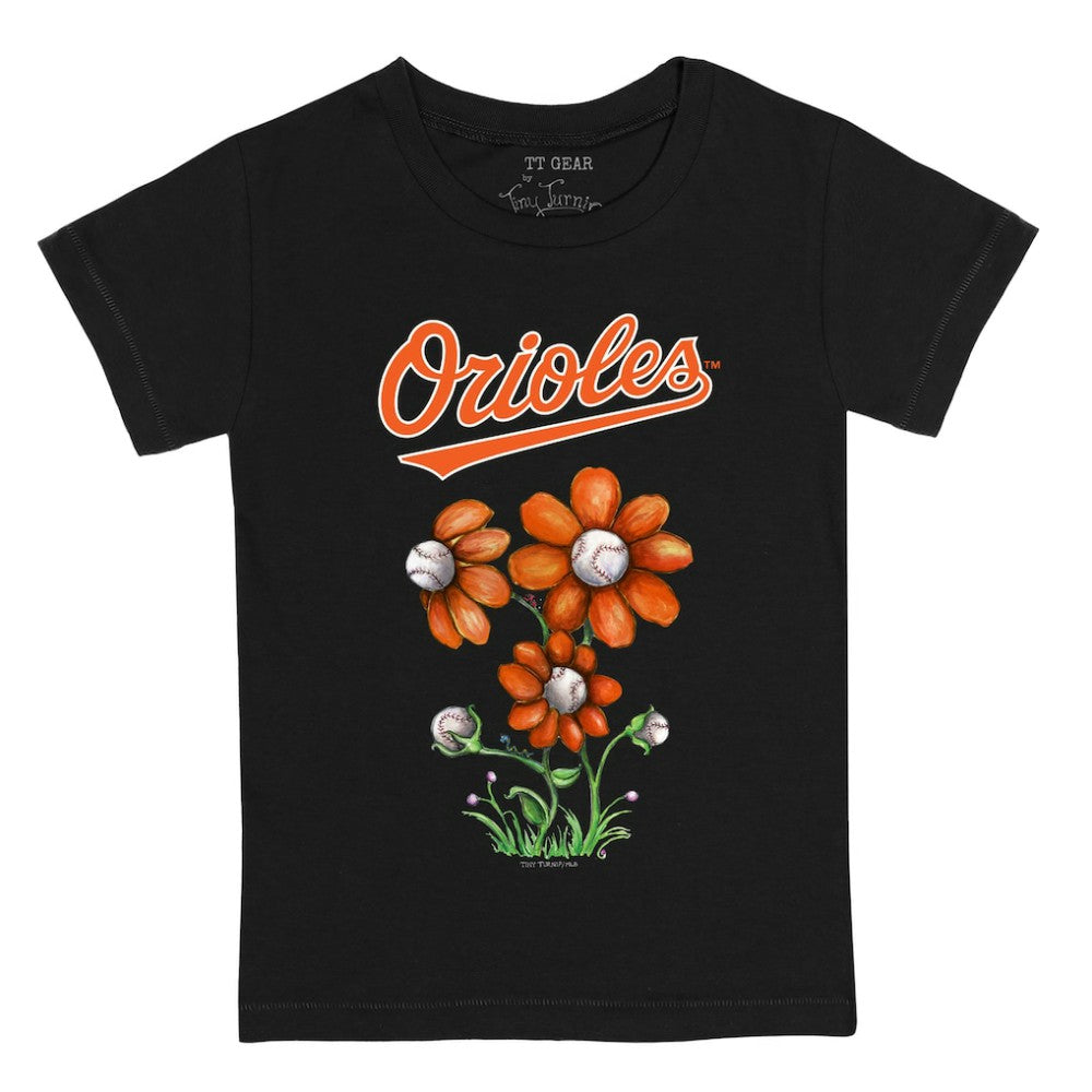 Baltimore Orioles Tiny Turnip Youth Blooming Baseballs T-Shirt - Black - MLB Lifestyle