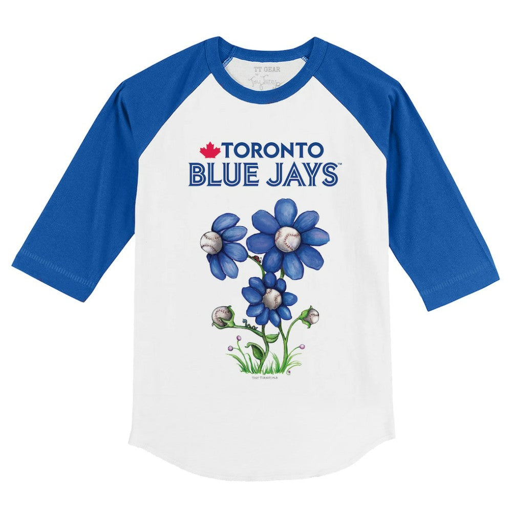 Toronto Blue Jays Tiny Turnip Youth Blooming Baseballs 3/4-Sleeve Raglan T-Shirt - White/Royal - MLB Sale