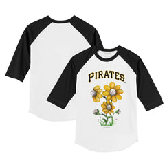 Pittsburgh Pirates Tiny Turnip Youth Blooming Baseballs 3/4-Sleeve Raglan T-Shirt - White/Black - MLB Sale