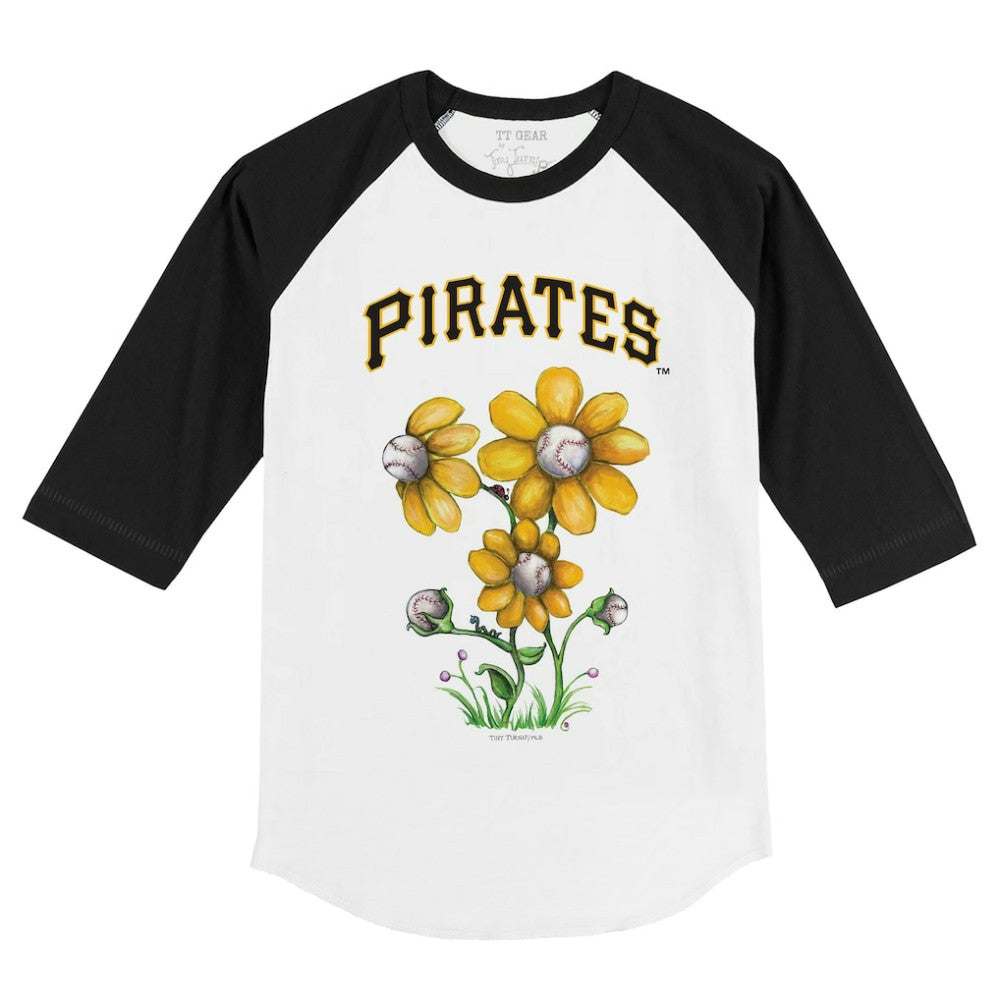 Pittsburgh Pirates Tiny Turnip Youth Blooming Baseballs 3/4-Sleeve Raglan T-Shirt - White/Black - MLB Sale