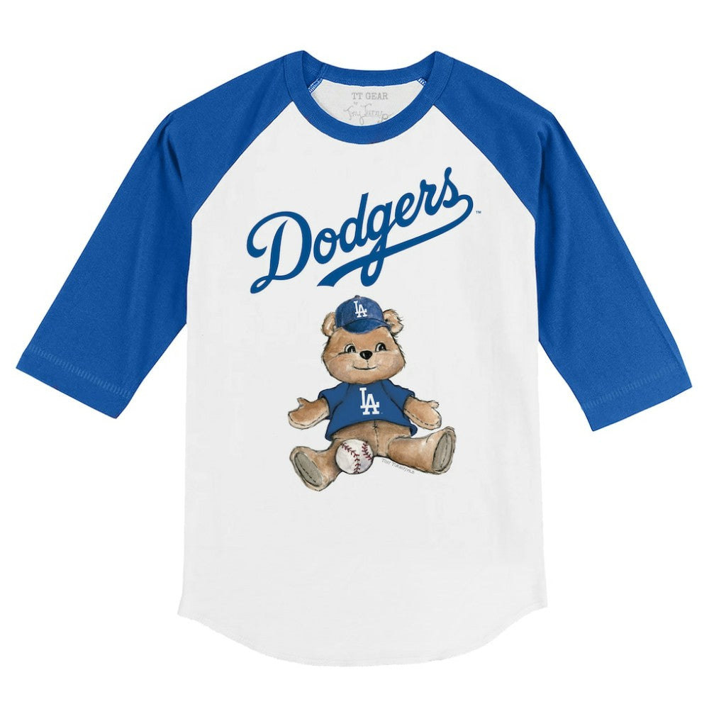 Los Angeles Dodgers Tiny Turnip Youth Teddy Boy 3/4-Sleeve Raglan T-Shirt - White/Royal - MLB on Sale
