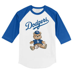 Los Angeles Dodgers Tiny Turnip Youth Teddy Boy 3/4-Sleeve Raglan T-Shirt - White/Royal - MLB on Sale