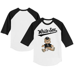 Chicago White Sox Tiny Turnip Youth Teddy Boy 3/4-Sleeve Raglan T-Shirt - White/Black - MLB Online