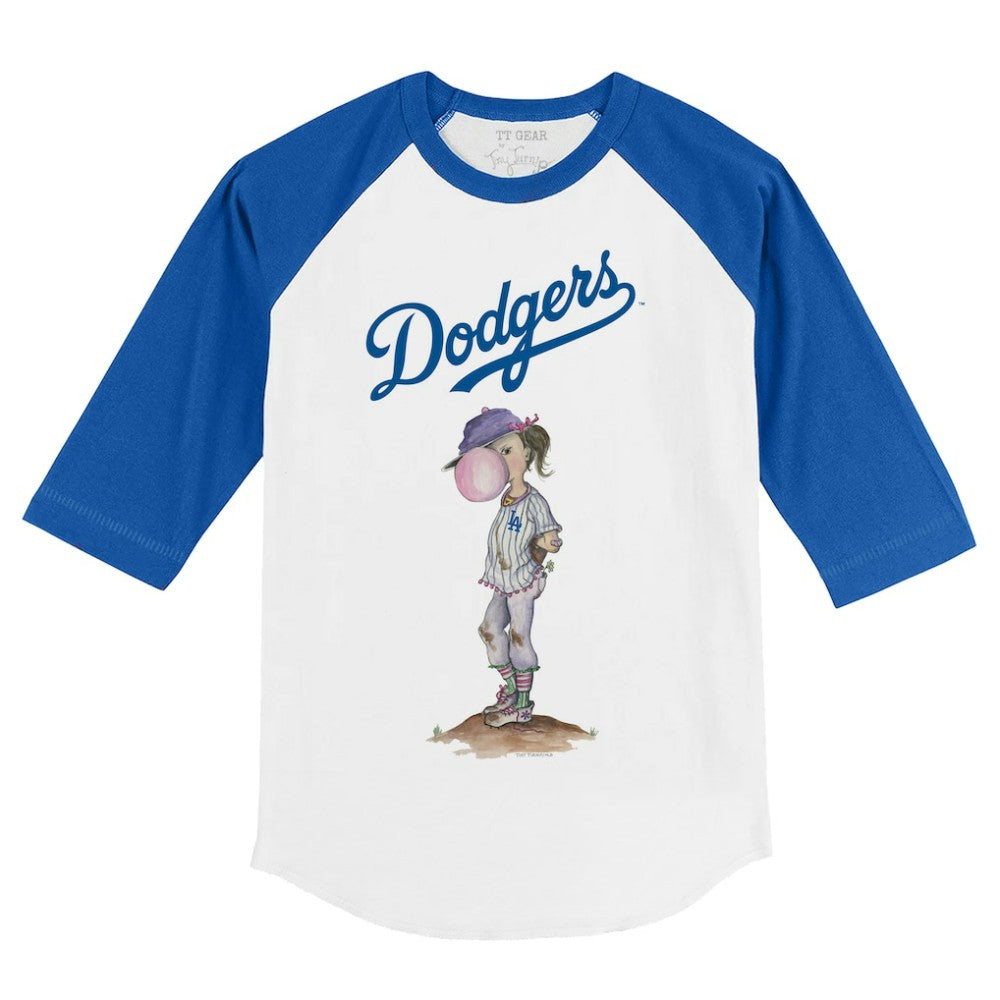 Los Angeles Dodgers Tiny Turnip Youth Bubbles 3/4-Sleeve Raglan T-Shirt - White/Royal - MLB Discount