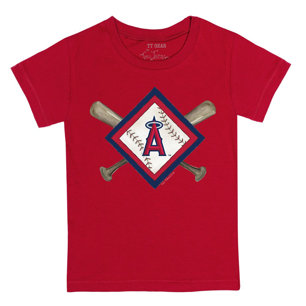 Los Angeles Angels Tiny Turnip Youth Diamond Cross Bats T-Shirt - Red - MLB Lifestyle