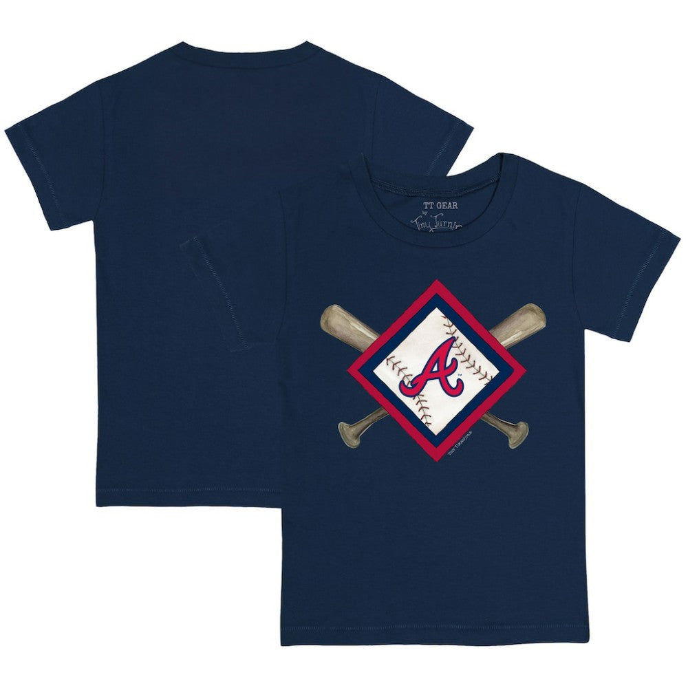 Atlanta Braves Tiny Turnip Youth Diamond Cross Bats T-Shirt - Navy - MLB on Sale