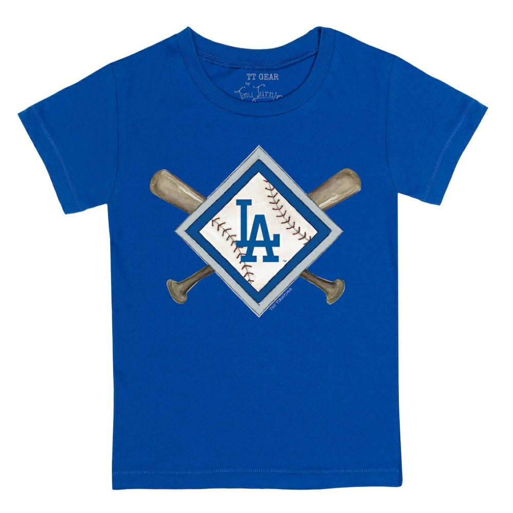 Los Angeles Dodgers Tiny Turnip Youth Diamond Cross Bats T-Shirt - Royal - MLB Discount