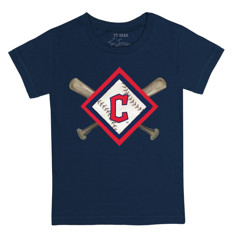 Cleveland Guardians Tiny Turnip Youth Diamond Cross Bats T-Shirt - Navy - MLB on Sale