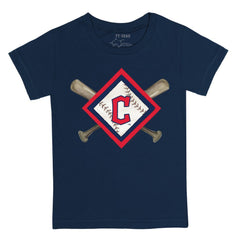 Cleveland Guardians Tiny Turnip Youth Diamond Cross Bats T-Shirt - Navy - MLB on Sale