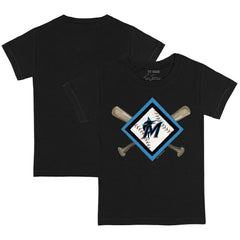 Miami Marlins Tiny Turnip Youth Diamond Cross Bats T-Shirt - Black - MLB Lifestyle