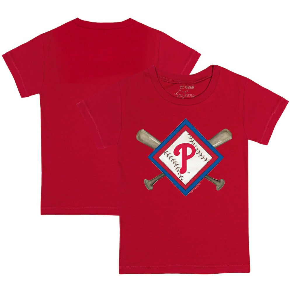 Philadelphia Phillies Tiny Turnip Youth Diamond Cross Bats T-Shirt - Red - MLB Sale