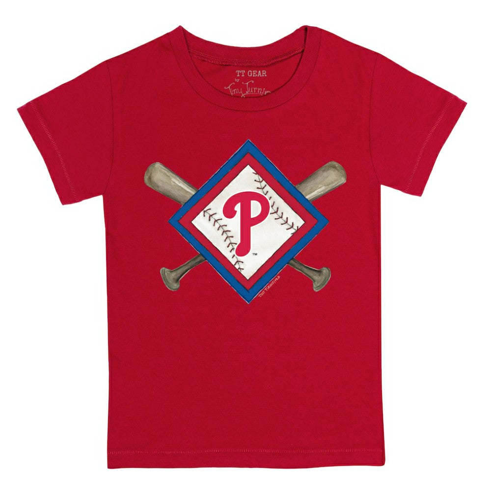 Philadelphia Phillies Tiny Turnip Youth Diamond Cross Bats T-Shirt - Red - MLB Sale