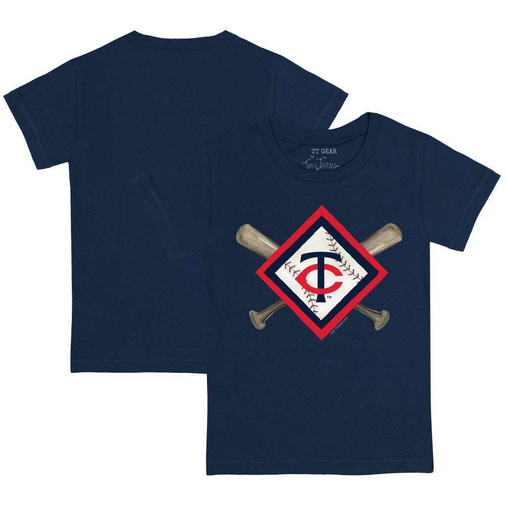 Minnesota Twins Tiny Turnip Youth Diamond Cross Bats T-Shirt - Navy - MLB Sale