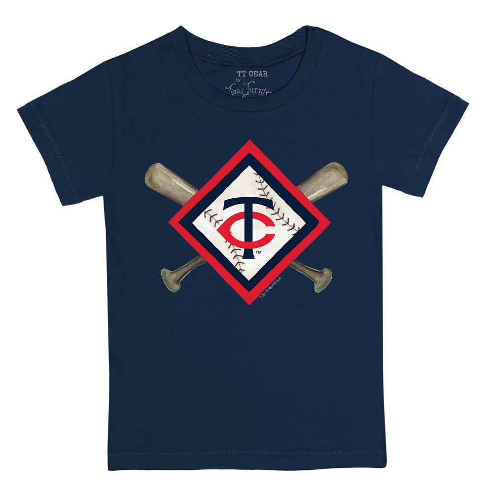 Minnesota Twins Tiny Turnip Youth Diamond Cross Bats T-Shirt - Navy - MLB Sale
