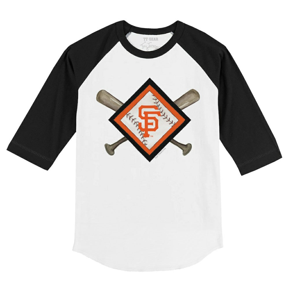 San Francisco Giants Tiny Turnip Youth Diamond Cross Bats 3/4-Sleeve Raglan T-Shirt - White/Black - MLB Sale