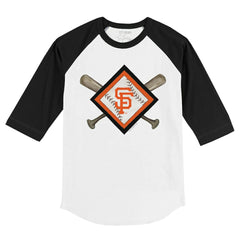 San Francisco Giants Tiny Turnip Youth Diamond Cross Bats 3/4-Sleeve Raglan T-Shirt - White/Black - MLB Sale