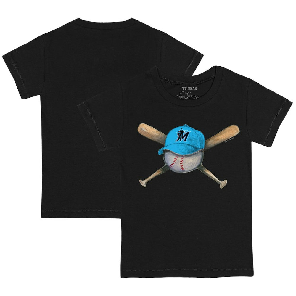 Miami Marlins Tiny Turnip Youth Hat Crossbats T-Shirt - Black - MLB on Sale