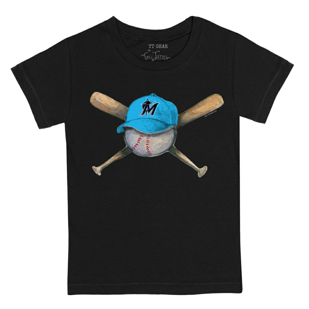 Miami Marlins Tiny Turnip Youth Hat Crossbats T-Shirt - Black - MLB on Sale