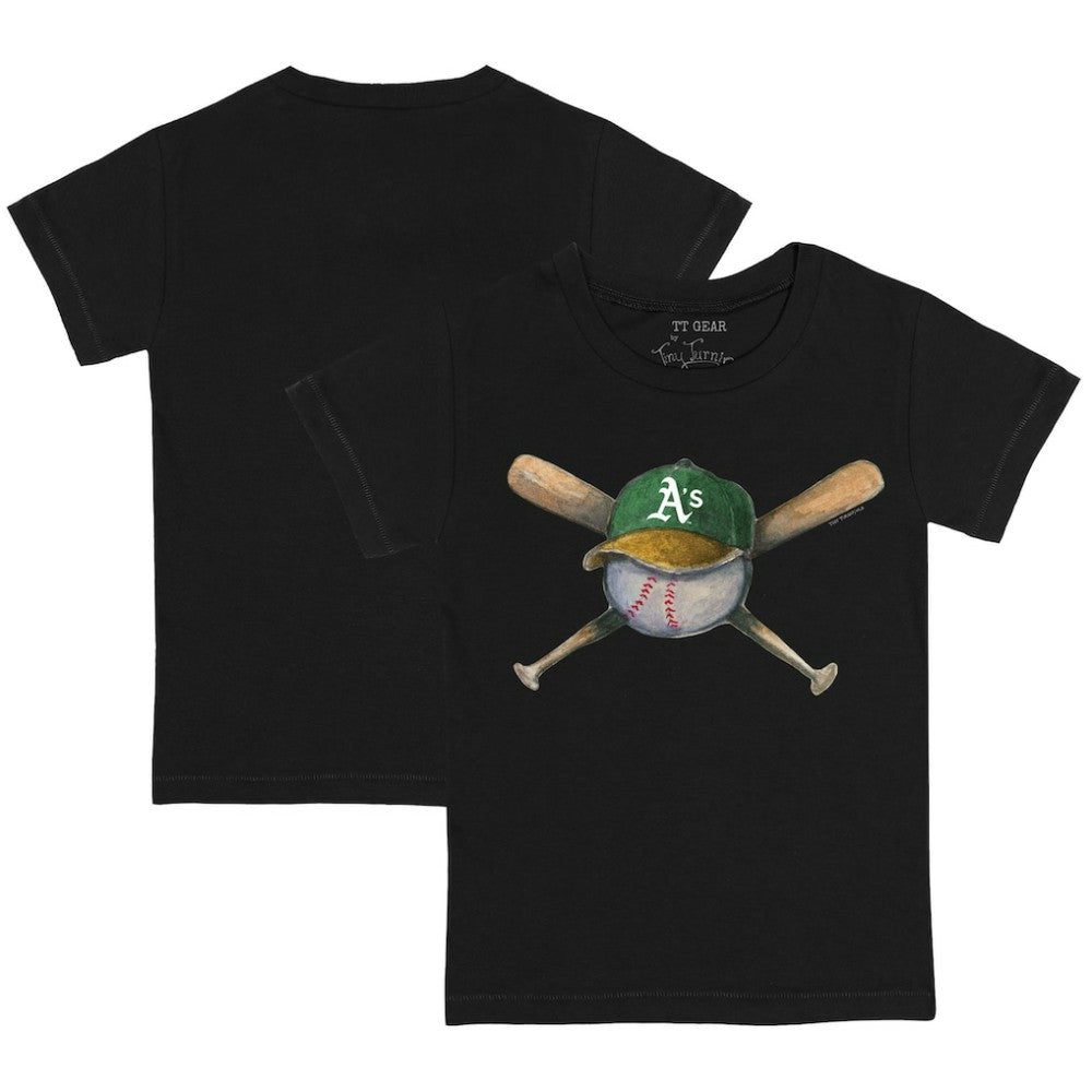 Athletics Tiny Turnip Youth Hat Crossbats T-Shirt - Black - MLB Sale