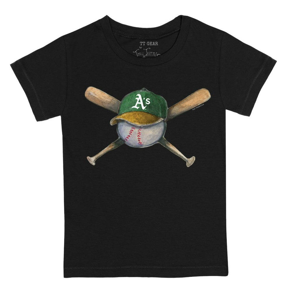 Athletics Tiny Turnip Youth Hat Crossbats T-Shirt - Black - MLB Sale