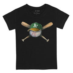 Athletics Tiny Turnip Youth Hat Crossbats T-Shirt - Black - MLB Sale