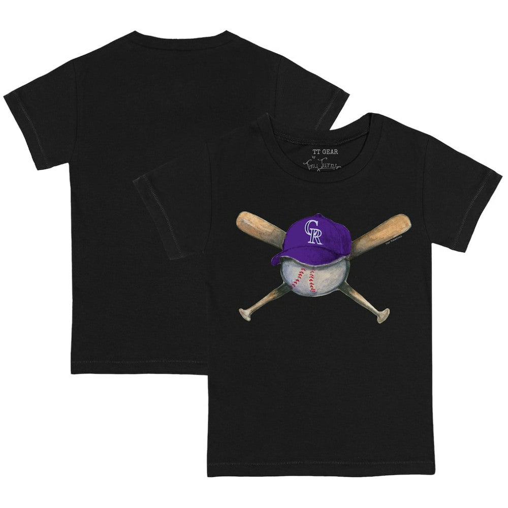 Colorado Rockies Tiny Turnip Youth Hat Crossbats T-Shirt - Black - MLB Sale