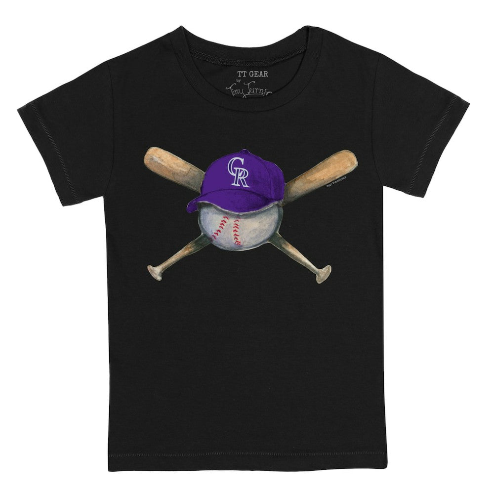 Colorado Rockies Tiny Turnip Youth Hat Crossbats T-Shirt - Black - MLB Sale