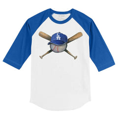 Los Angeles Dodgers Tiny Turnip Youth Hat Crossbats 3/4-Sleeve Raglan T-Shirt - White/Royal - MLB Sale