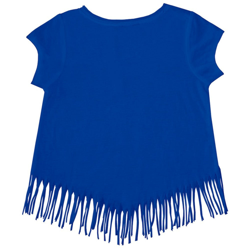 Chicago Cubs Tiny Turnip Girls Youth Heart Bat Fringe T-Shirt - Royal - MLB Discount