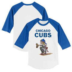 Chicago Cubs Tiny Turnip Youth Kate 3/4-Sleeve Raglan T-Shirt - White/Royal - MLB Sale