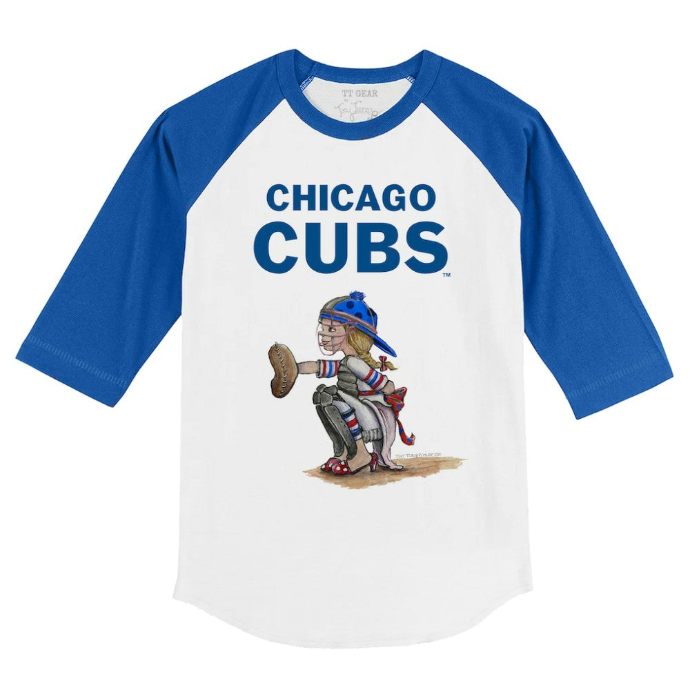 Chicago Cubs Tiny Turnip Youth Kate 3/4-Sleeve Raglan T-Shirt - White/Royal - MLB Sale