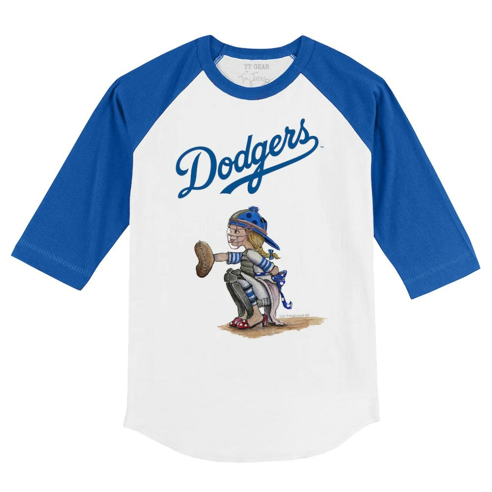 Los Angeles Dodgers Tiny Turnip Youth Kate 3/4-Sleeve Raglan T-Shirt - White/Royal - MLB Online