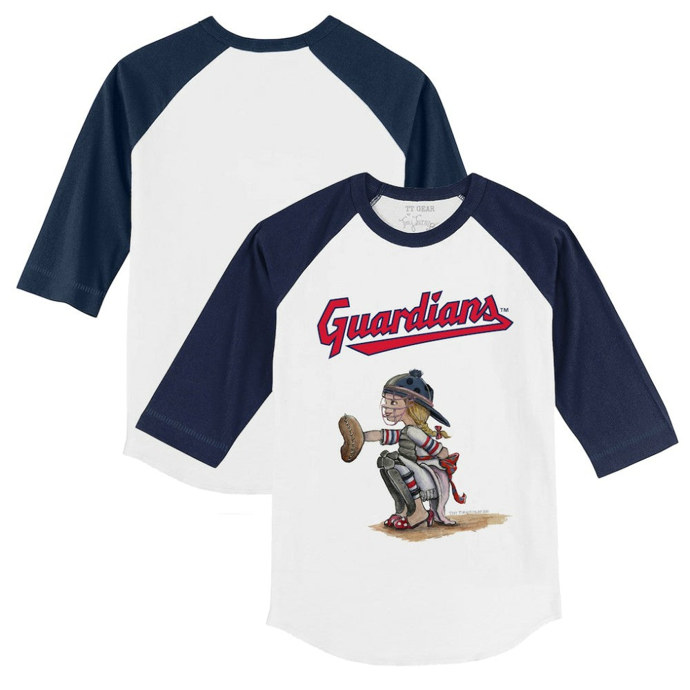 Cleveland Guardians Tiny Turnip Youth Kate 3/4-Sleeve Raglan T-Shirt - White/Navy - MLB Sale