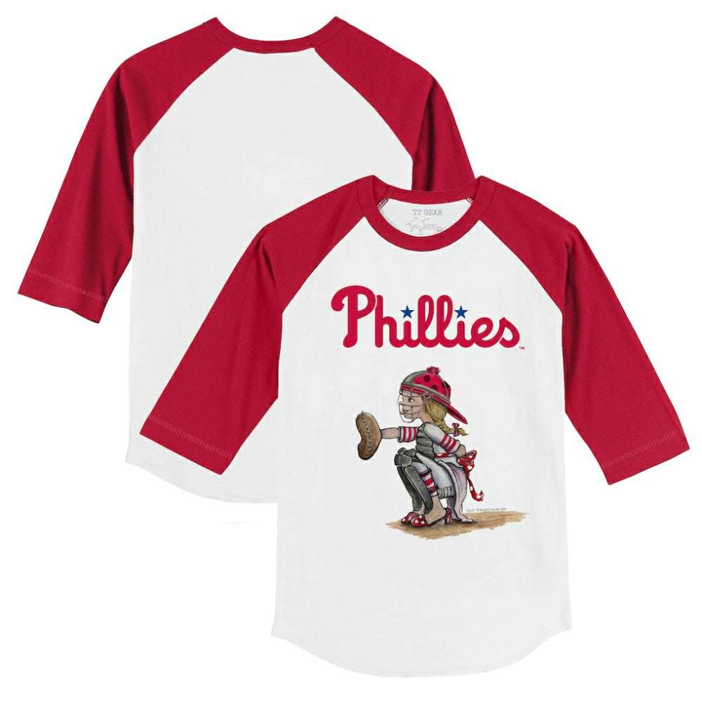 Philadelphia Phillies Tiny Turnip Youth Kate 3/4-Sleeve Raglan T-Shirt - White/Red - MLB Online