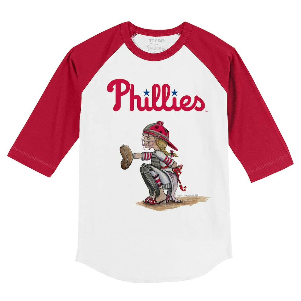 Philadelphia Phillies Tiny Turnip Youth Kate 3/4-Sleeve Raglan T-Shirt - White/Red - MLB Online