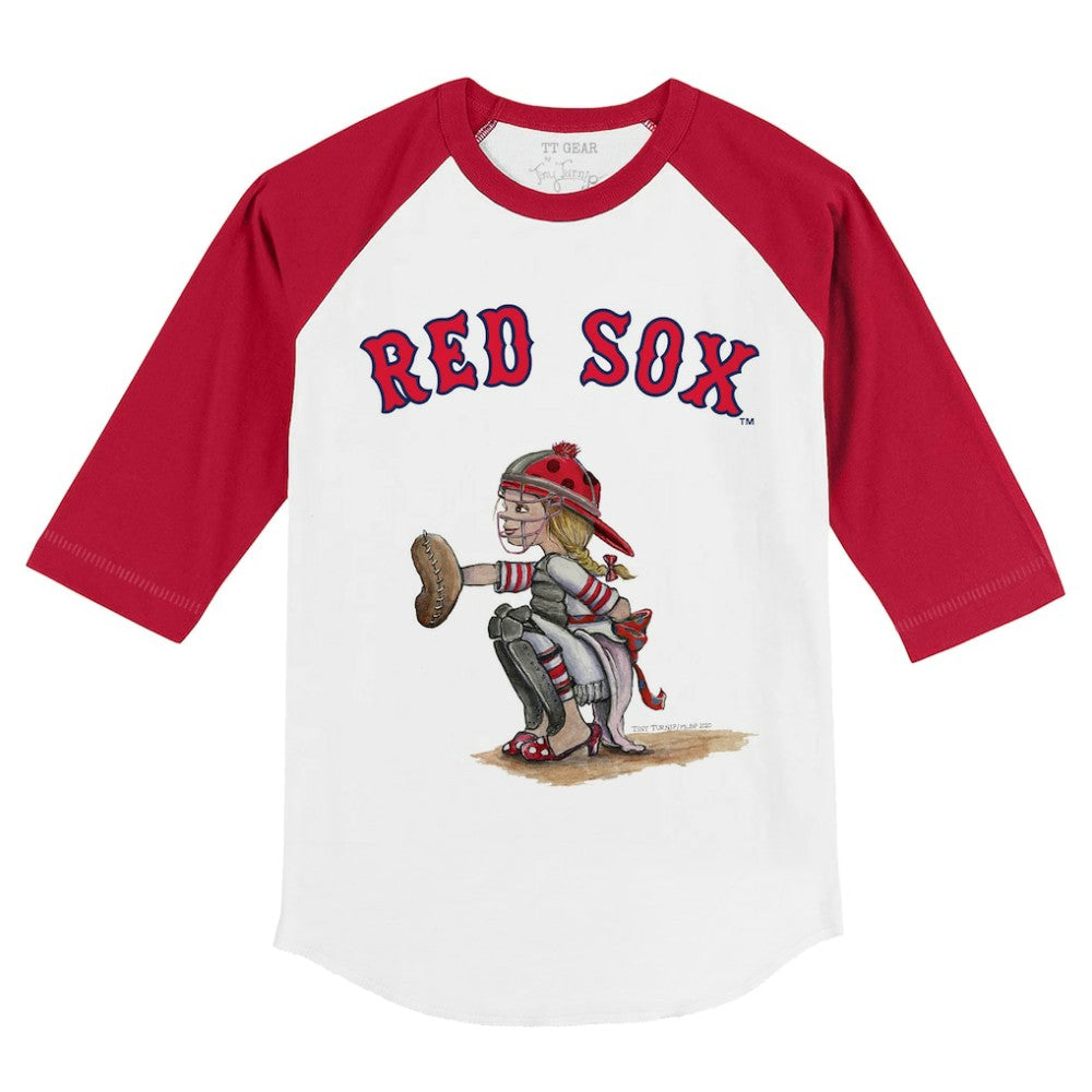Boston Red Sox Tiny Turnip Youth Kate 3/4-Sleeve Raglan T-Shirt - White/Red - MLB Discount
