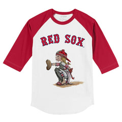 Boston Red Sox Tiny Turnip Youth Kate 3/4-Sleeve Raglan T-Shirt - White/Red - MLB Discount