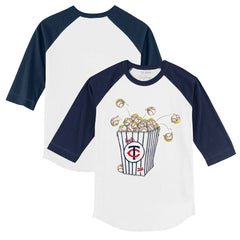 Minnesota Twins Tiny Turnip Youth Popcorn 3/4-Sleeve Raglan T-Shirt - White/Navy - MLB on Sale