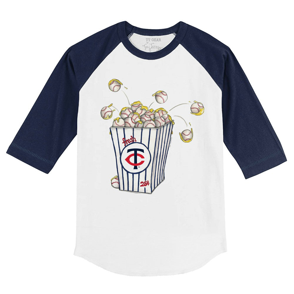 Minnesota Twins Tiny Turnip Youth Popcorn 3/4-Sleeve Raglan T-Shirt - White/Navy - MLB on Sale