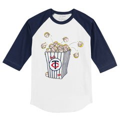 Minnesota Twins Tiny Turnip Youth Popcorn 3/4-Sleeve Raglan T-Shirt - White/Navy - MLB on Sale