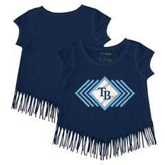 Tampa Bay Rays Tiny Turnip Girls Youth Prism Arrows Fringe T-Shirt - Navy - MLB Sale