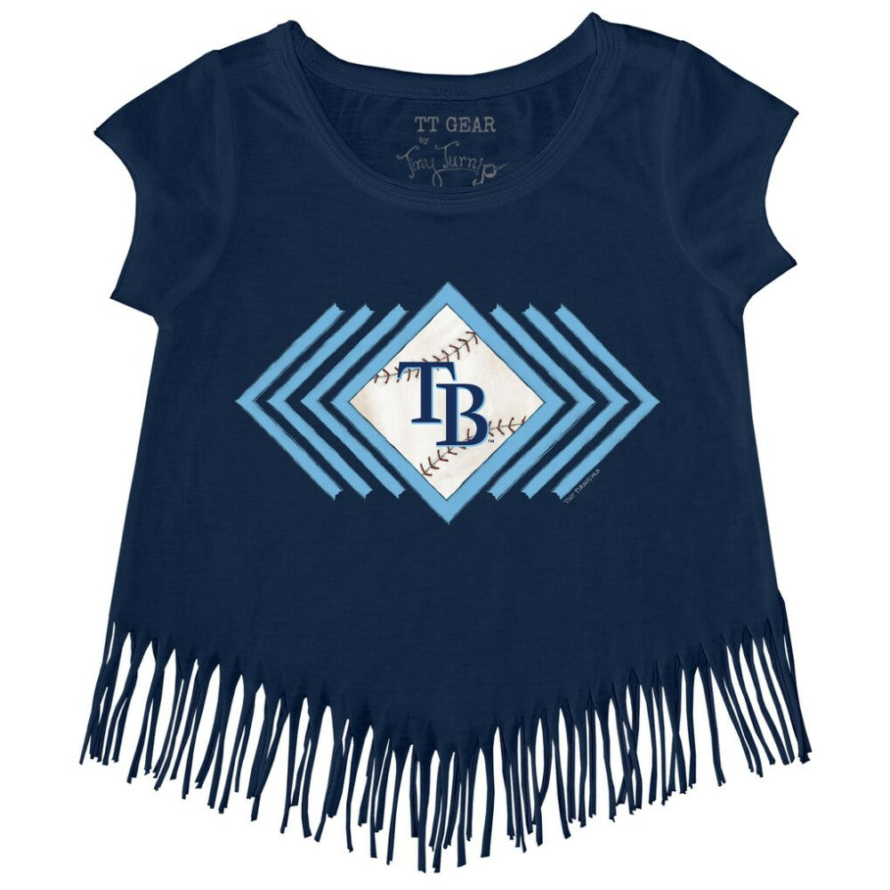 Tampa Bay Rays Tiny Turnip Girls Youth Prism Arrows Fringe T-Shirt - Navy - MLB Sale